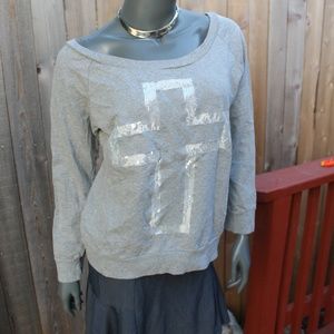 Vanity Sequin & Lace Cross Sweater Size Large